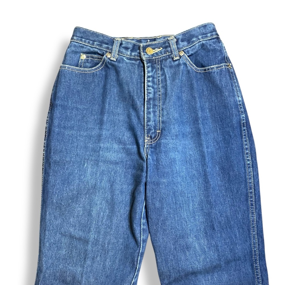 Vintage 80s Oscar De La Renta Embroidered High Rise Straight Leg Jeans Size 25 - Picture 3 of 10